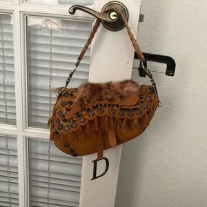 Christian Dior real rabbit fur clutch